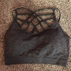Gray, Strappy Fronted Sports Bra